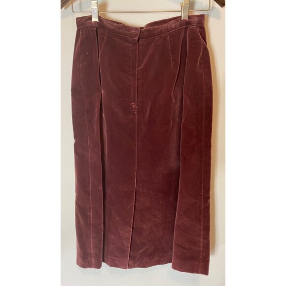 Vintage Lord & Taylor Burgundy Velvet Skirt Suit Set Small - Picture 5 of 16